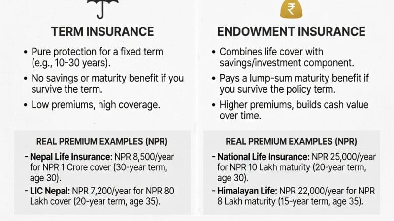 Term Insurance vs Endowment Insurance in Nepal — Which One Should You Buy?