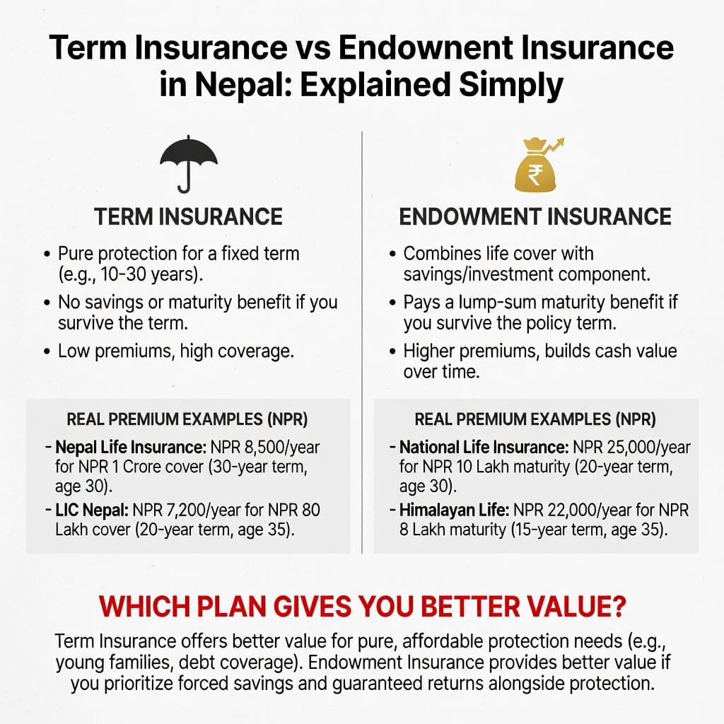 Term Insurance vs Endowment Insurance in Nepal — Which One Should You Buy?